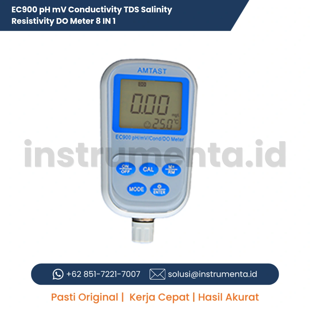 Official Supplier EC900 pH mV Conductivity TDS Salinity Resistivity DO Meter 8 IN 1 Alat Ukur Kualitas Air Multitesting Digital